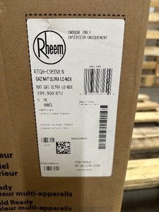 lot 1 image: Like New Factory Sealed Rheem Commercial 9.5 GPM Natural Gas High Efficiency Indoor Tankless Water Heater Model # RTGH-C95DVLN - Retail $1515.27
