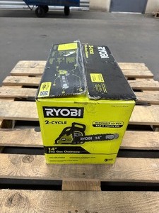 lot 19 image: RYOBI 14 in. 37cc 2-Cycle Gas Chainsaw - Like New - Unused - Open Box