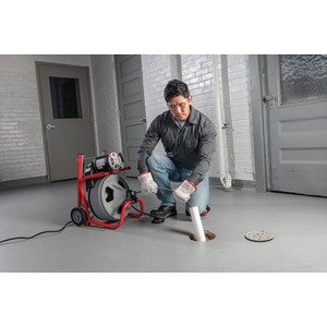 lot 9 image: Rigid K-400 Drain Cleaning Snake Auger 120-Volt Drum Machine with C-32IW 38 in. x 75 ft. Cable - Like New Open Box