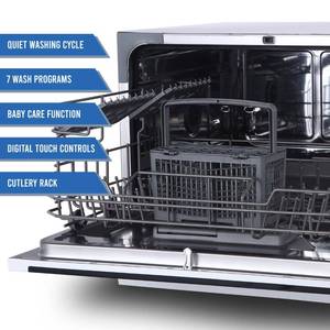 lot 20 image: Farberware Professional 19.7-in Portable Countertop Dishwasher (White), 54-dBA - New - Small Dent
