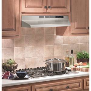 lot 21 image: Broan Nutone RL6200 Series 30 in. Ductless Under Cabinet Range Hood with Light in Stainless Steel - Like New Open Box