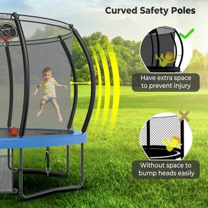lot 27 image: Lyromix Upgrade 14FT Trampoline for Kids and Adults, Outdoor Trampolines with Curved Poles, Pumpkin Shaped Trampoline - Return - Untested