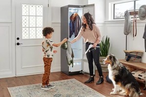 lot 24 image: LG Styler Smart wi-fi Enabled Steam Closet with TrueSteam Technology and Exclusive Moving Hangers Unused - Shipping Damaged Tempered Glass - Tested Works - Retail $1499.99