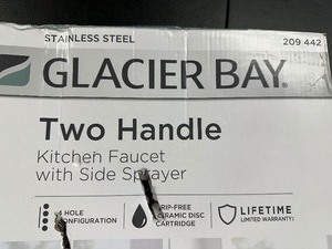 Glacier Bay Builders Double Handle Standard Kitchen Faucet with Side Sprayer in Stainless Steel