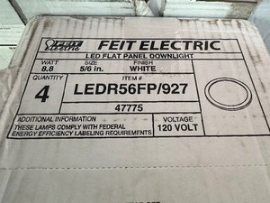 12 New LEDR56FP927 Feit Electric 65-Watt Equivalent Warm White 56 in. Flat Panel LED Recessed Downlight