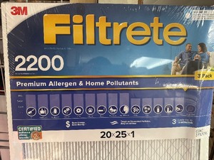 3M 20x25x1 New 3 Pack Filtrete 2200 Premium Furnace Filters - minor bend - Good