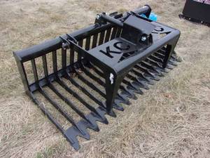 New Skid-steer Mounted 75-inch Rock Grapple Bucket w Hoses, Made by Kit Container
