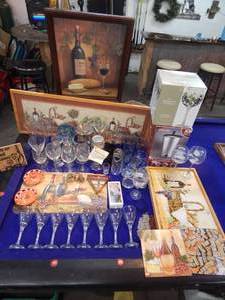 lot 11 image: large lot of wine related, 8 twisted stem wine glasses, hand painted more