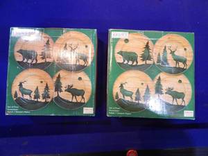 lot 10 image: 2 NEW set of 4 log cabin stoneware saladdesert plates