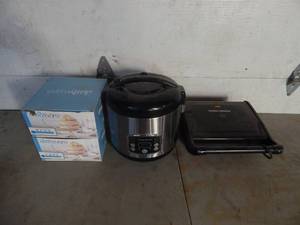 lot 44 image: new bowls, rice cooker, george forman