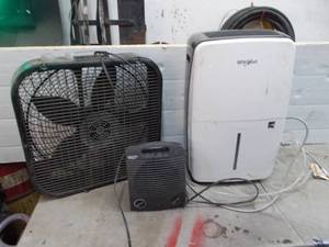 lot 45 image: whirlpool dehumidifier, fan, space heater