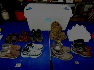 lot 112 image: 9 pair mens shoes and boots size 8.5-9, justin, Nike, Avia, Hi-Tech, Cat, Sperry.