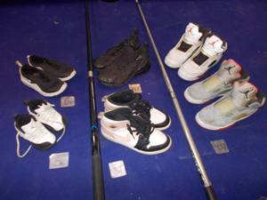 lot 114 image: 6 pairs of boys shoes sizes 5c, 10c, 3y, 4y,4.5y Nike Air Jordan