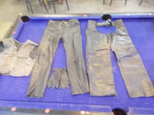 lot 129 image: Leather Chaps, Pants, Vests and more