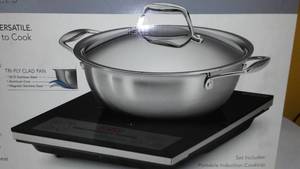 lot 72 image: Tramontina 3 Pc. Induction Cooking System. New In Box