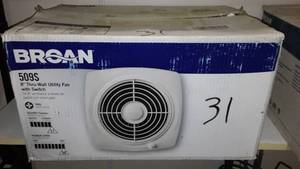 lot 142 image: Broan 8in.  Thru-Wall Utility Fan W Switch.