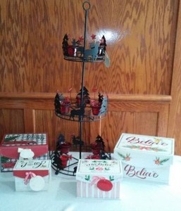 lot 309 image: Christmas Candle Holder and Stacking Boxes