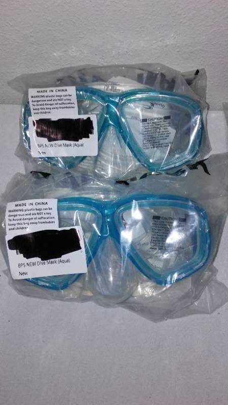lot 251 image: New BPS Dive Masks and Water Shoes.