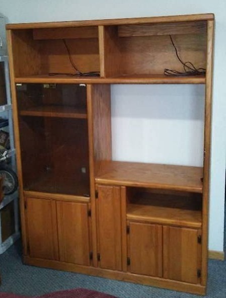 lot 374 image: Lighted Entertainment Stand and Accent Chair