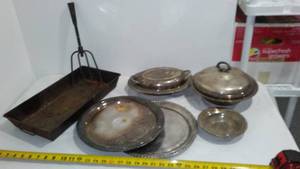 lot 237 image: Silver Plated, metal Serving Pieces. (7).