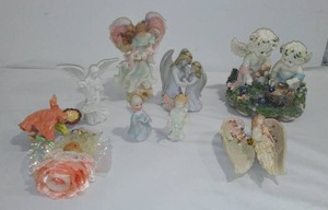 lot 240 image: Angel figurines (9).