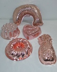 lot 242 image: Vintage Copper Tin Jello molds. (5),