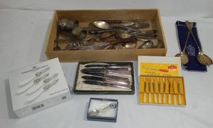 lot 248 image: Vintage Silver Plated Serving utensils. Butter  Cheese Servers and more.