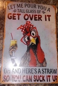 lot 208 image: Get over It Metal Sign 8 x12.