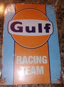 lot 232 image: Gulf Racing Team Metal Sign 8 x12