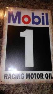 lot 335 image: Mobil Racing Metal Sign, 8 x 12.