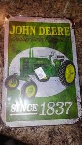 lot 336 image: John Deere Metal Sign, 8 x 12.