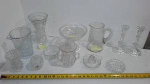 lot 306 image: Vintage Starburst Glass, Cut Crystal, Juicer and More.