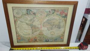 lot 310 image: Framed World Map & more