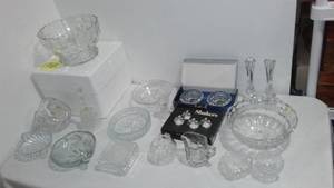 lot 328 image: Lead Crystal Bowl, candle holders and more.