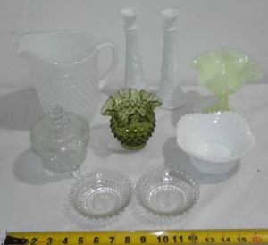 lot 341 image: Vintage Jeanette, Hobnail, Milk Glass and more.