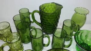lot 346 image: Vintage 1960 Indiana Olive Green Glass and More.