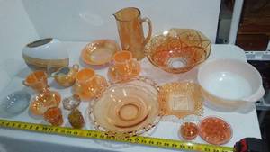 lot 349 image: Fire King, Peach Lustre, Jeanette Carnival Glass.