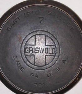 lot 216 image: Griswold Cast Iron Skillet No. 7.