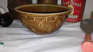 lot 265A image: Vintage Monmouth 8.5 in. Brown Glazed Pottery Bowl and More.