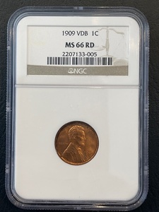 lot 3 image: 1909 VDB Lincoln Cent NGC MS66 Red