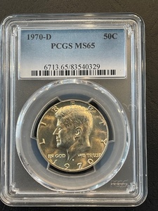 lot 7 image: 1970-D Kennedy Half Dollar PCGS MS65