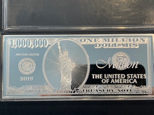 lot 8 image: 4 Ounce .999 Fine Silver One Million Dollar Bill