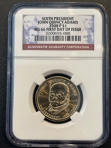 lot 17 image: 2008-P John Quincy Adams Dollar NGC MS66