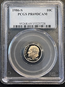 lot 23 image: 1986-S Roosevelt Dime Proof PCGS PR69 Deep Cameo
