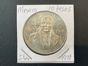 lot 39 image: 1978 Mexican 10 Pesos Silver Coin