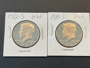 lot 56 image: 1981-S and 1982-S Kennedy Half Dollar Proofs