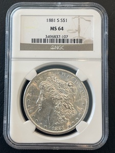 lot 61 image: 1881-S Morgan Dollar NGC MS64
