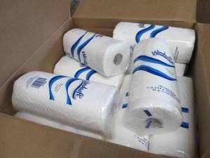 Box of Windsoft Roll Paper Towels...
