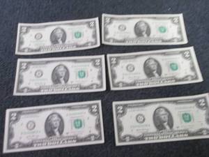 6- Nonsequential Uncirculated $2 Bi...