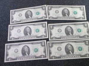6- Sequential Uncirculated $2 Bills...